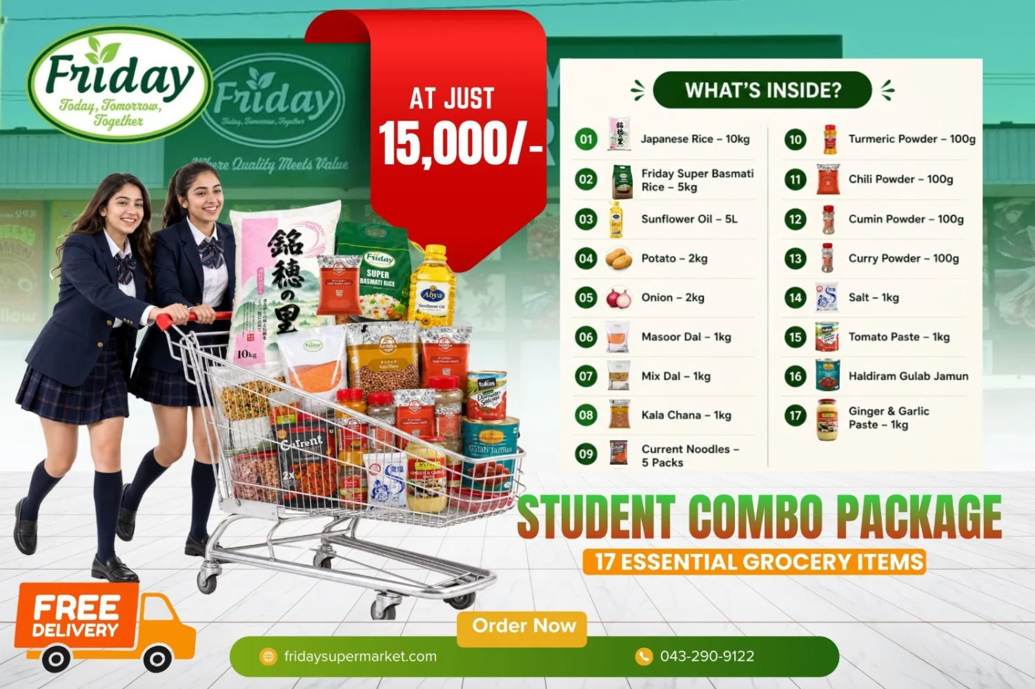 Student Combo Package: 17 Essential Groceries for Just ¥15,000 – Friday Supermarket Japan